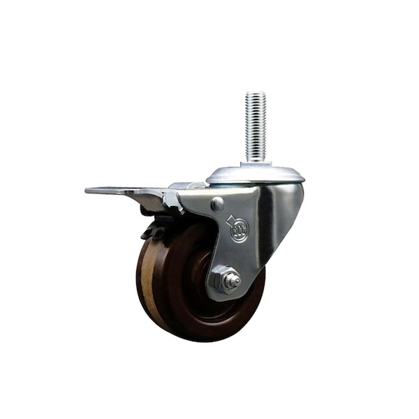 3 Inch High Temp Phenolic 58 Inch Stem Caster with Total Lock Brake SCC